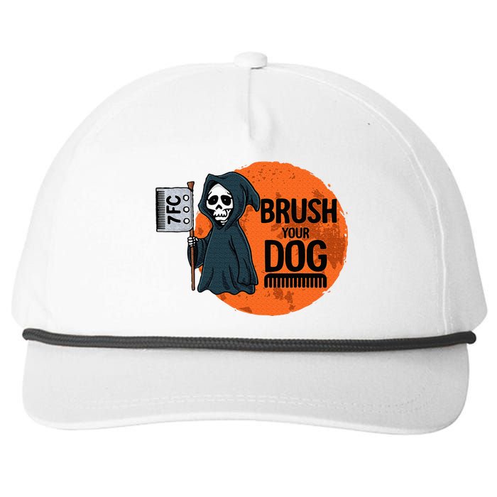 Funny Dog Groomer Brush Your Dog Grooming Reaper Halloween Snapback Five-Panel Rope Hat