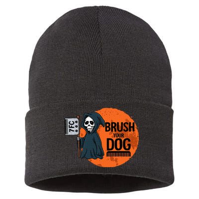 Funny Dog Groomer Brush Your Dog Grooming Reaper Halloween Sustainable Knit Beanie