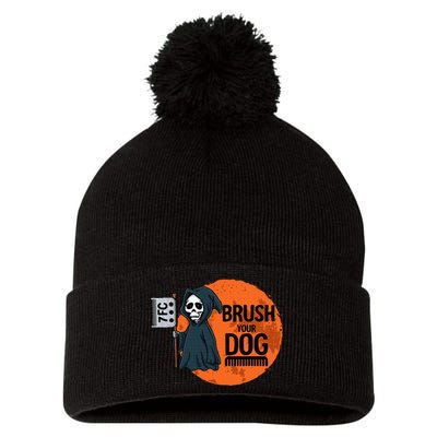 Funny Dog Groomer Brush Your Dog Grooming Reaper Halloween Pom Pom 12in Knit Beanie