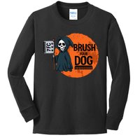 Funny Dog Groomer Brush Your Dog Grooming Reaper Halloween Kids Long Sleeve Shirt