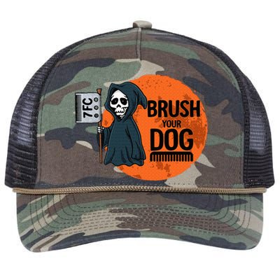 Funny Dog Groomer Brush Your Dog Grooming Reaper Halloween Retro Rope Trucker Hat Cap