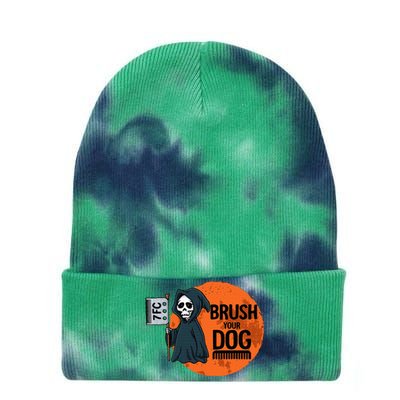 Funny Dog Groomer Brush Your Dog Grooming Reaper Halloween Tie Dye 12in Knit Beanie