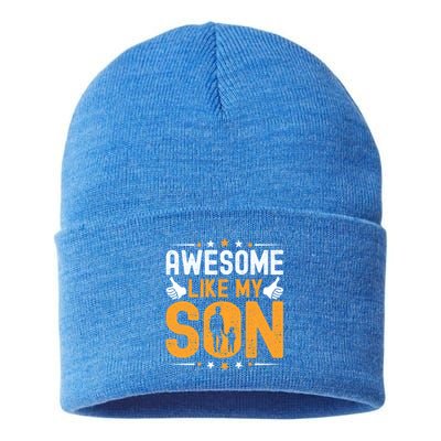 Fathers Day Greatest Best Dad Awesome Like My Son Gift Sustainable Knit Beanie