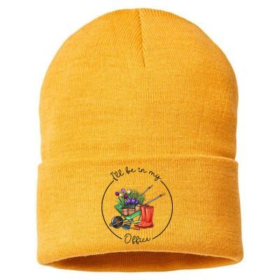 Funny Distressed Gardening I'll Be in My Office Garden Sustainable Knit Beanie