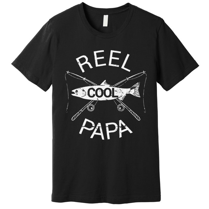 Fathers Day Gifts Funny Fishing Reel Cool Papa Dad Joke Gift Premium T-Shirt