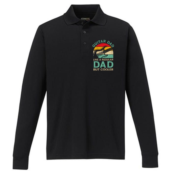 Fathers Day Guitar Dad For Guitarist Music Lover Dad Performance Long Sleeve Polo