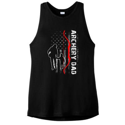 Father's Day Gift Archery Dad Proud Archery Daddy Ladies PosiCharge Tri-Blend Wicking Tank