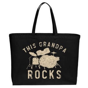 Funny Drummer Grandpa Musician Fathers Day Percussion Drums Cotton Canvas Jumbo Tote