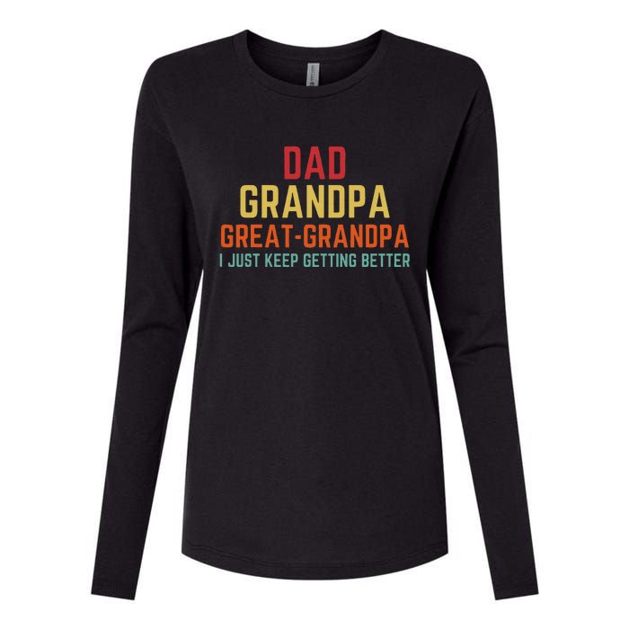 Fathers Day Gift From Grandkids Dad Grandpa Great Grandpa Womens Cotton Relaxed Long Sleeve T-Shirt