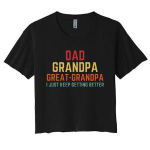 Fathers Day Gift From Grandkids Dad Grandpa Great Grandpa Women's Crop Top Tee