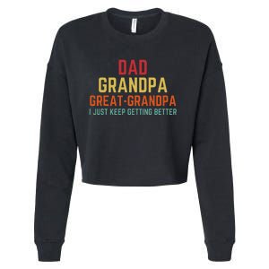 Fathers Day Gift From Grandkids Dad Grandpa Great Grandpa Cropped Pullover Crew