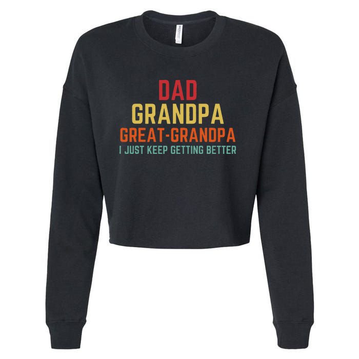 Fathers Day Gift From Grandkids Dad Grandpa Great Grandpa Cropped Pullover Crew