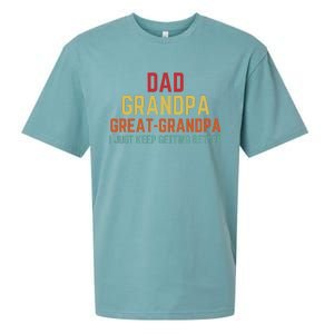 Fathers Day Gift From Grandkids Dad Grandpa Great Grandpa Sueded Cloud Jersey T-Shirt