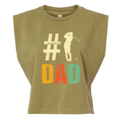 Father's Day Golf Lover Vintage Number One Dad Golf Gift For Dad Garment-Dyed Women's Muscle Tee