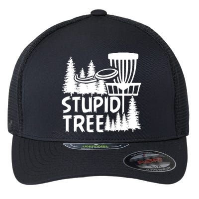 Funny Disc Golf Stupid Tree Distressed Frisbee Golf Flexfit Unipanel Trucker Cap