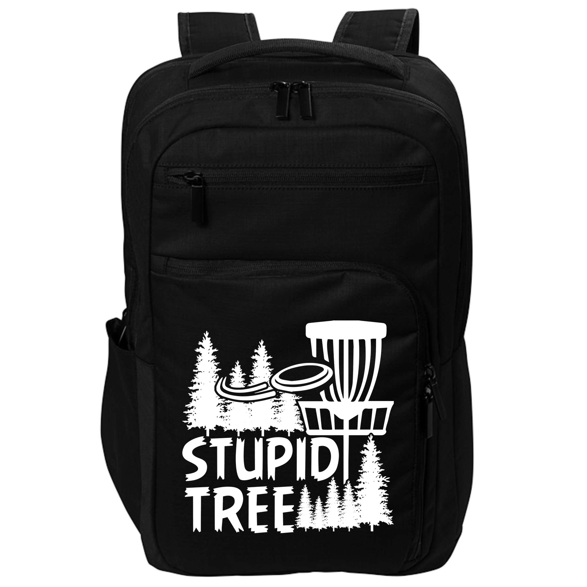 Funny Disc Golf Stupid Tree Distressed Frisbee Golf Impact Tech Backpack