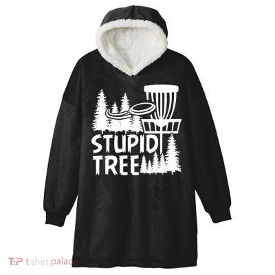 Funny Disc Golf Stupid Tree Distressed Frisbee Golf Hooded Wearable Blanket