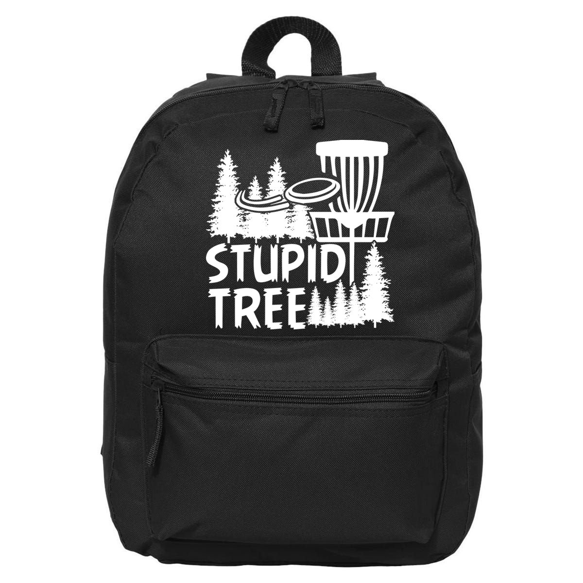 Funny Disc Golf Stupid Tree Distressed Frisbee Golf 16 in Basic Backpack