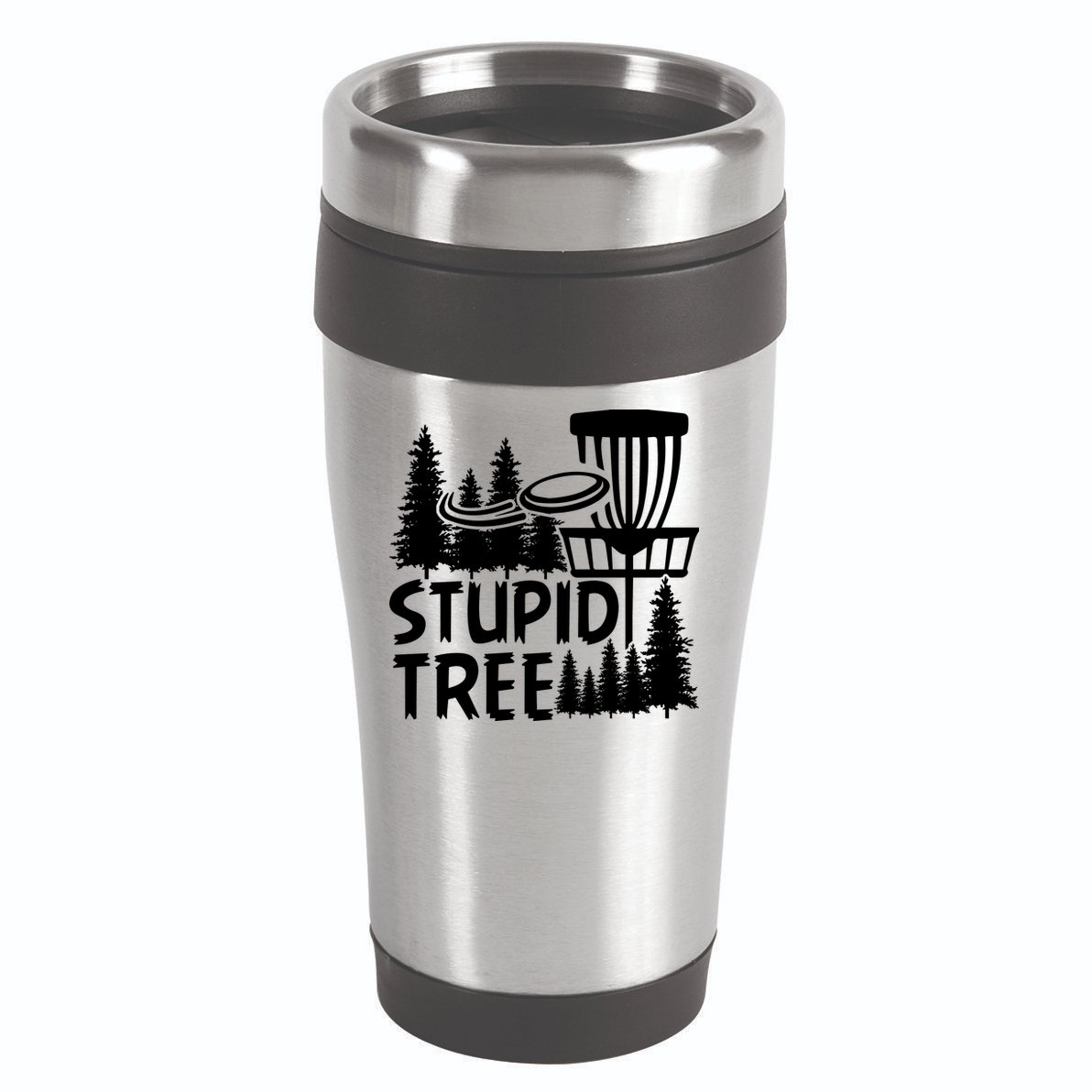 Funny Disc Golf Stupid Tree Distressed Frisbee Golf 16oz Travel Tumbler