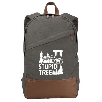 Funny Disc Golf Stupid Tree Distressed Frisbee Golf Cotton Canvas Backpack