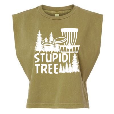 Funny Disc Golf Stupid Tree Distressed Frisbee Golf Garment-Dyed Women's Muscle Tee