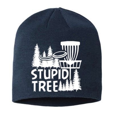 Funny Disc Golf Stupid Tree Distressed Frisbee Golf Sustainable Beanie