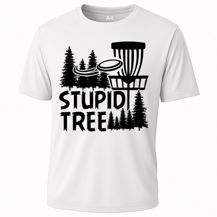 Funny Disc Golf Stupid Tree Distressed Frisbee Golf Cooling Performance Crew T-Shirt