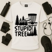 Funny Disc Golf Stupid Tree Distressed Frisbee Golf Cooling Performance Crew T-Shirt