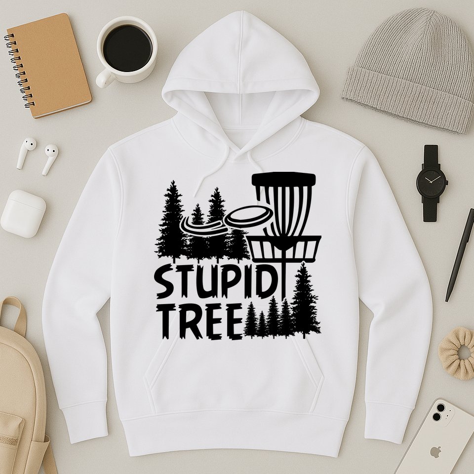 Funny Disc Golf Stupid Tree Distressed Frisbee Golf Hoodie