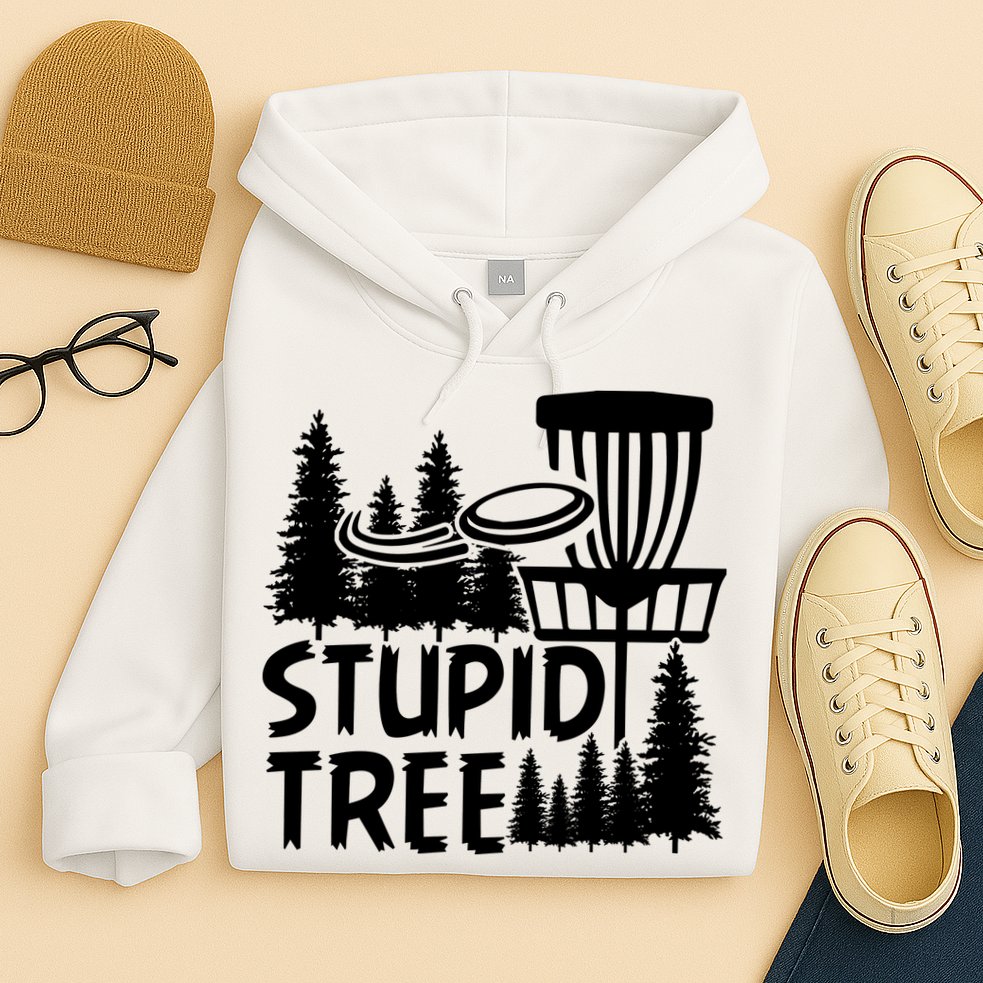 Funny Disc Golf Stupid Tree Distressed Frisbee Golf Hoodie