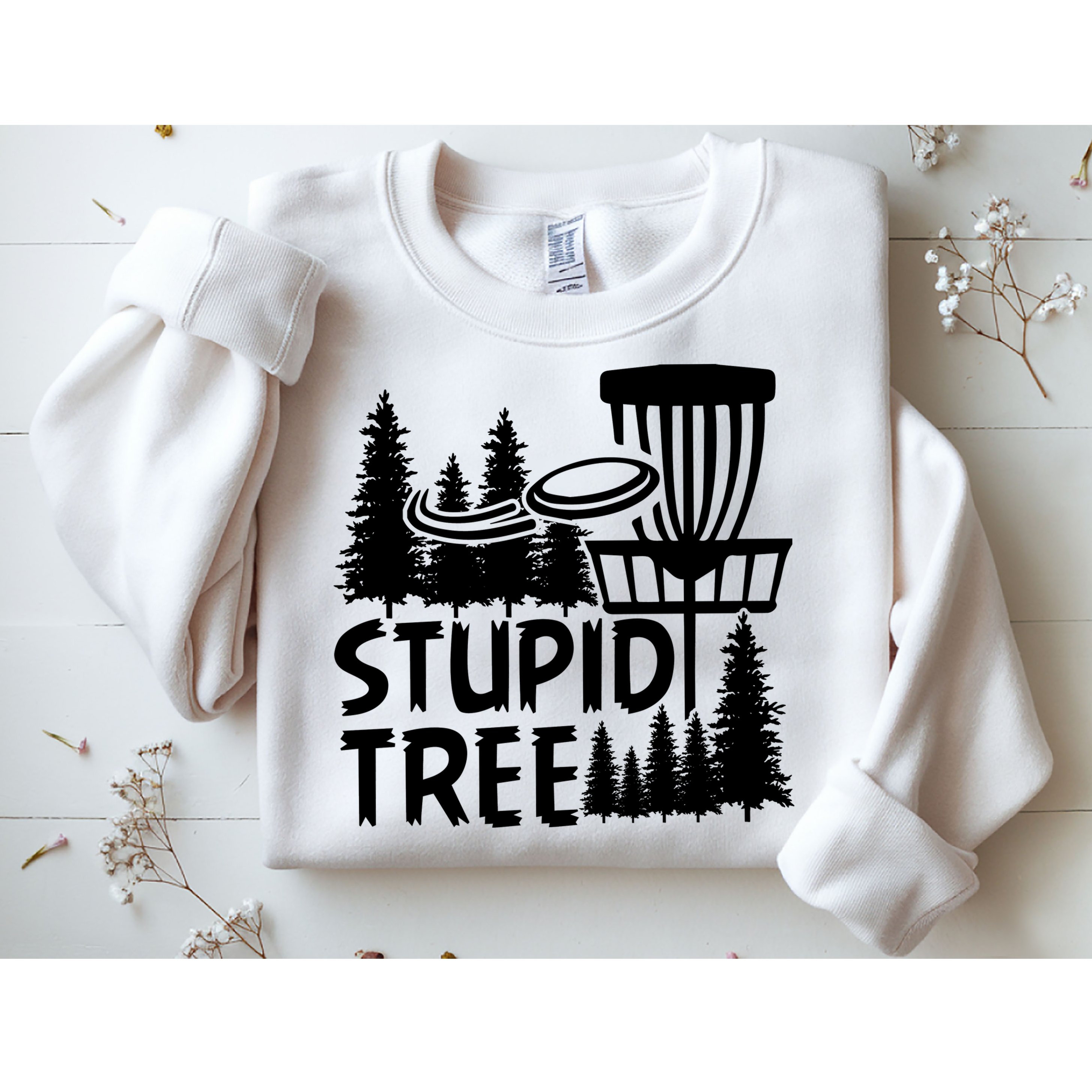 Funny Disc Golf Stupid Tree Distressed Frisbee Golf Sweatshirt