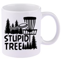 Funny Disc Golf Stupid Tree Distressed Frisbee Golf 11oz C Handle Ceramic Mug