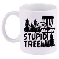 Funny Disc Golf Stupid Tree Distressed Frisbee Golf 11oz C Handle Ceramic Mug