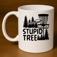 Funny Disc Golf Stupid Tree Distressed Frisbee Golf 11oz C Handle Ceramic Mug