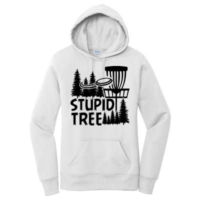 Funny Disc Golf Stupid Tree Distressed Frisbee Golf Women's Pullover Hoodie