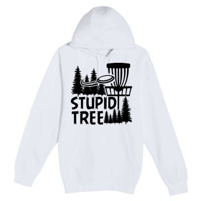 Funny Disc Golf Stupid Tree Distressed Frisbee Golf Premium Pullover Hoodie