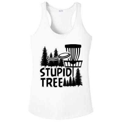 Funny Disc Golf Stupid Tree Distressed Frisbee Golf Ladies PosiCharge Competitor Racerback Tank
