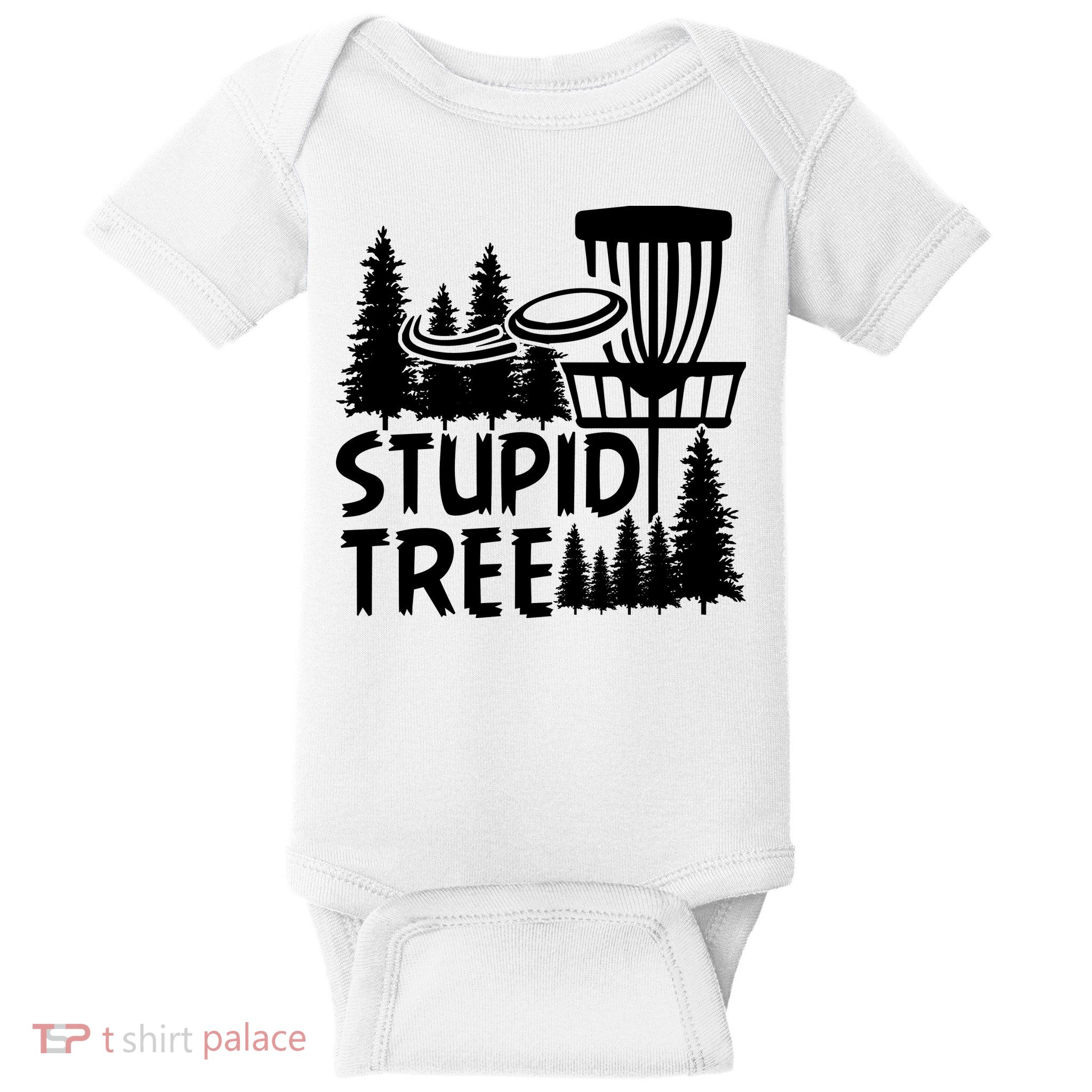 Funny Disc Golf Stupid Tree Distressed Frisbee Golf Baby Bodysuit