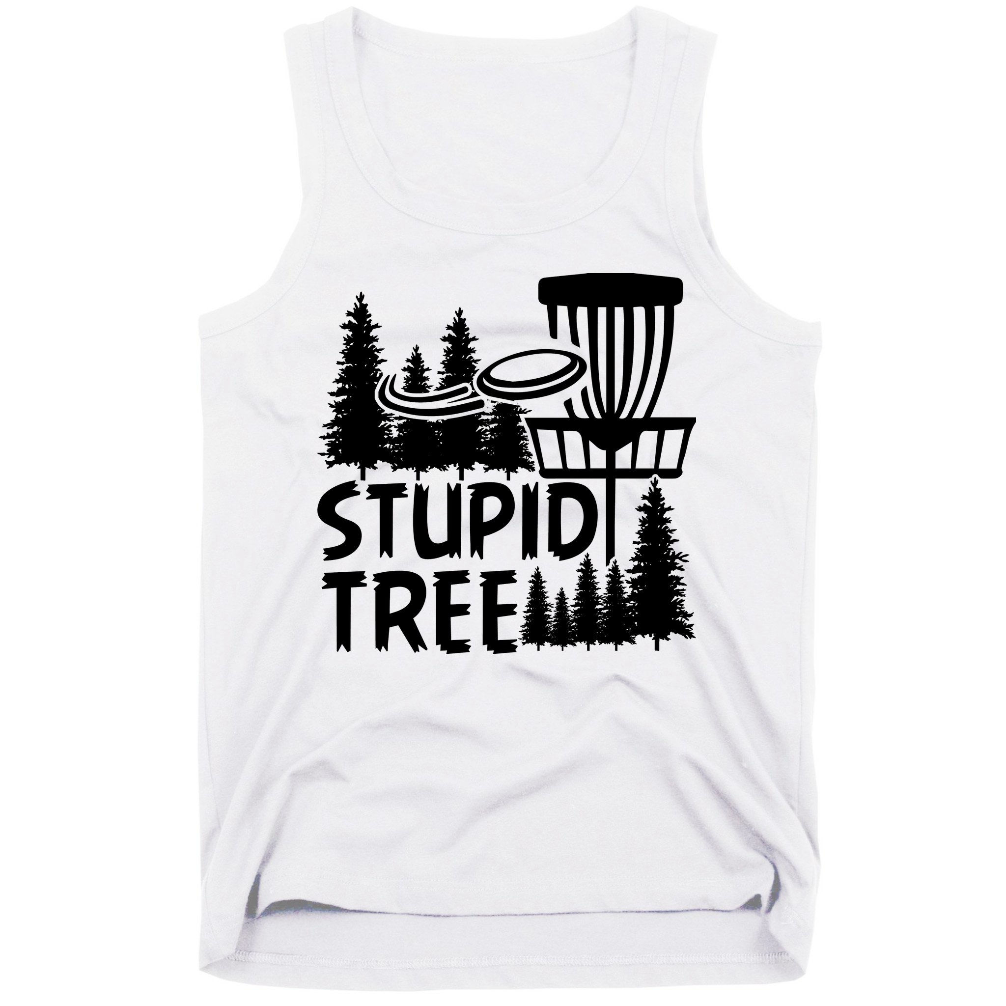 Funny Disc Golf Stupid Tree Distressed Frisbee Golf Tank Top