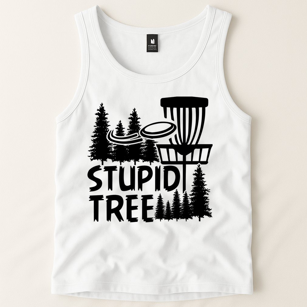 Funny Disc Golf Stupid Tree Distressed Frisbee Golf Tank Top