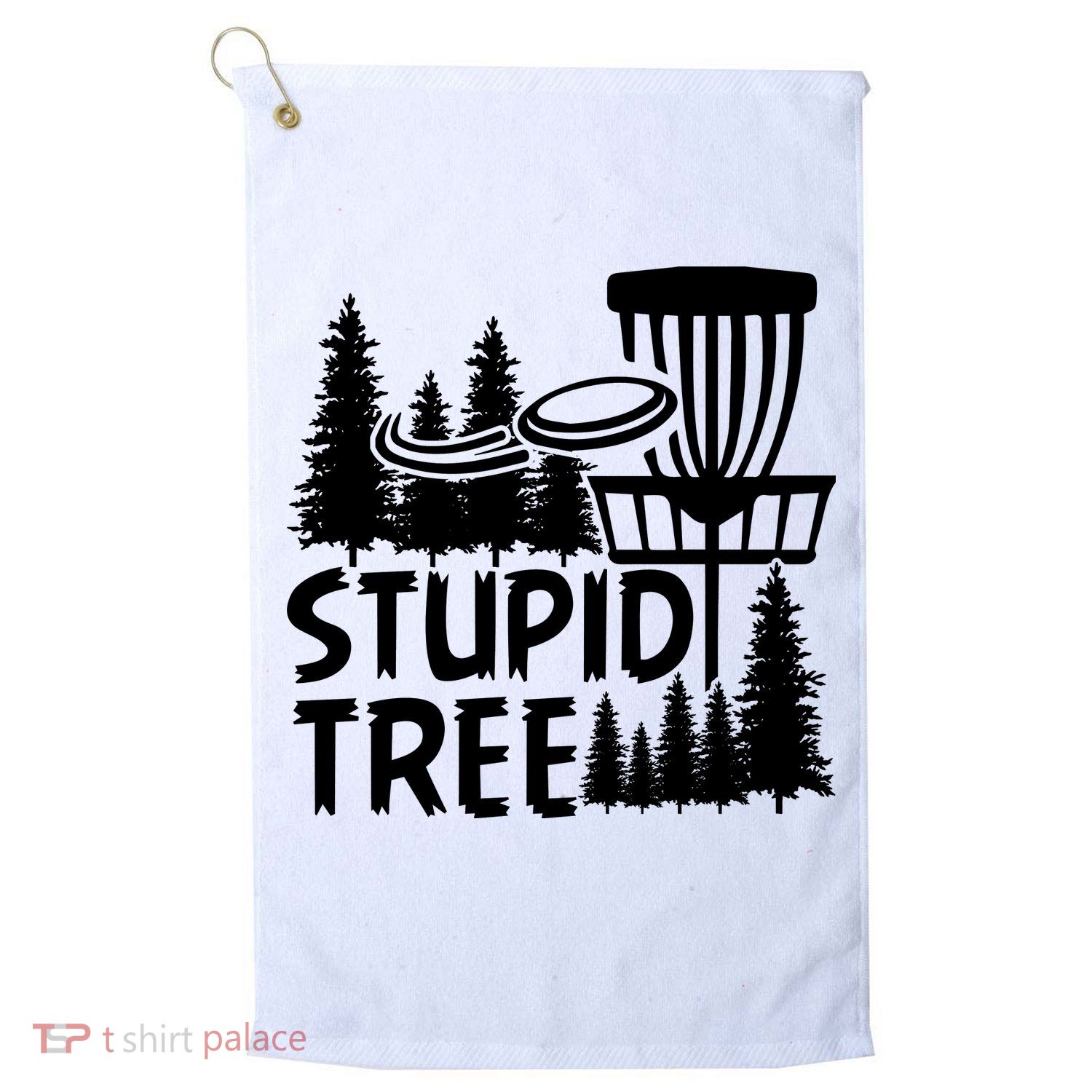 Funny Disc Golf Stupid Tree Distressed Frisbee Golf Golf Towel