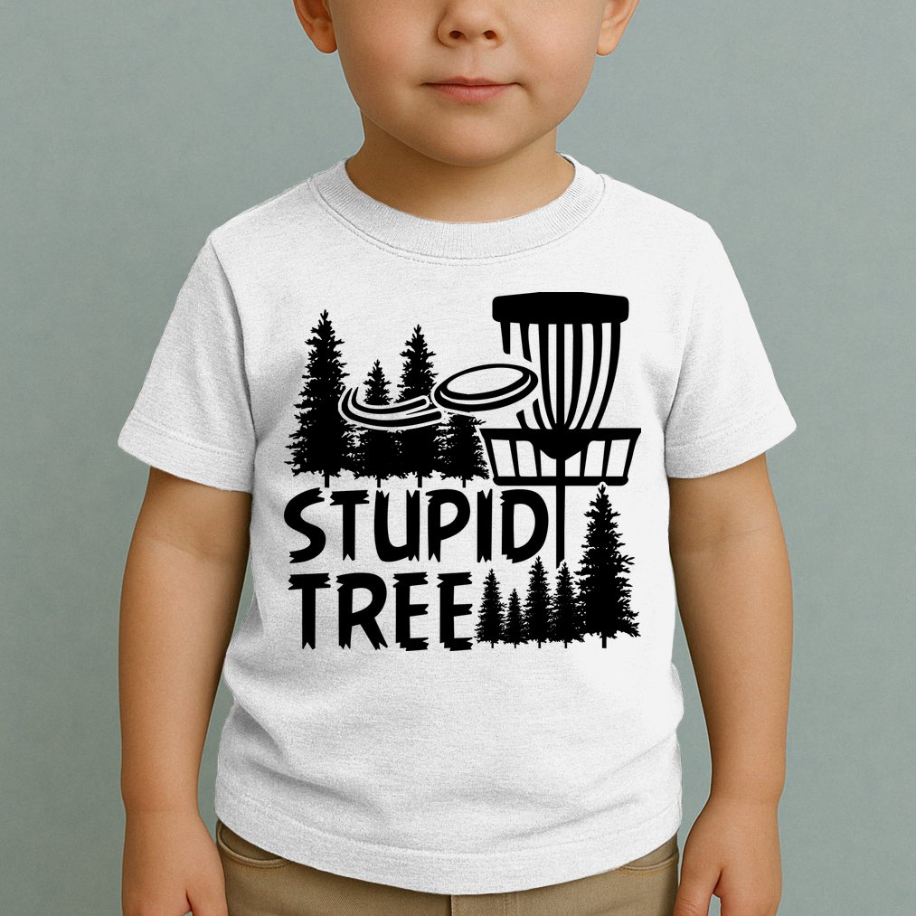 Funny Disc Golf Stupid Tree Distressed Frisbee Golf Toddler T-Shirt
