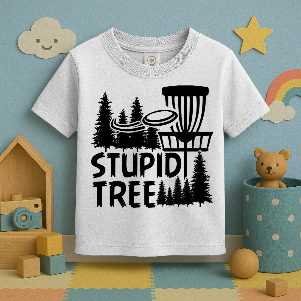 Funny Disc Golf Stupid Tree Distressed Frisbee Golf Toddler T-Shirt