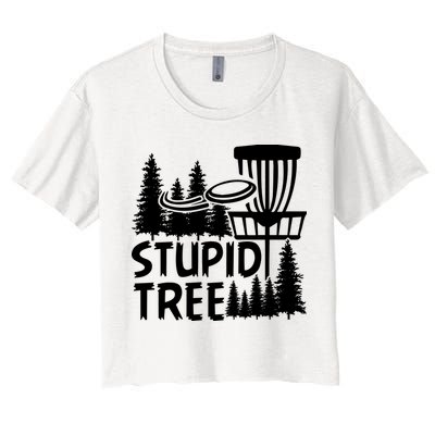 Funny Disc Golf Stupid Tree Distressed Frisbee Golf Crop Top