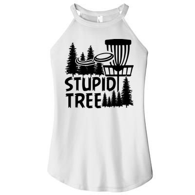 Funny Disc Golf Stupid Tree Distressed Frisbee Golf Women's Perfect Tri Rocker Tank