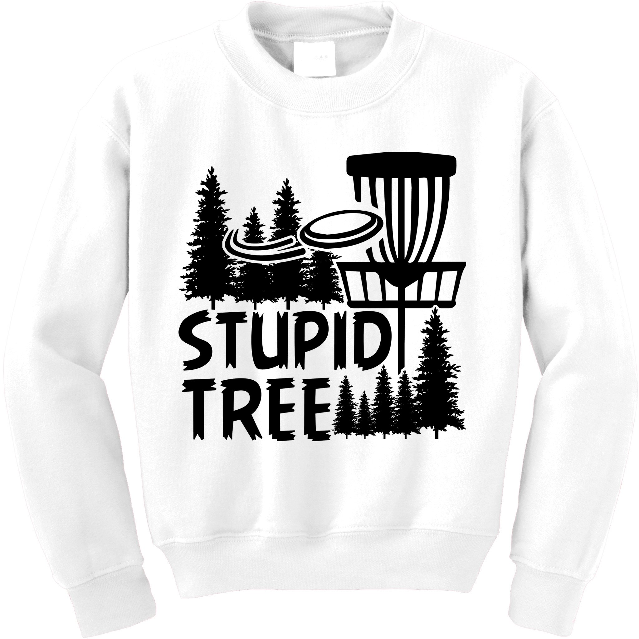 Funny Disc Golf Stupid Tree Distressed Frisbee Golf Kids Sweatshirt