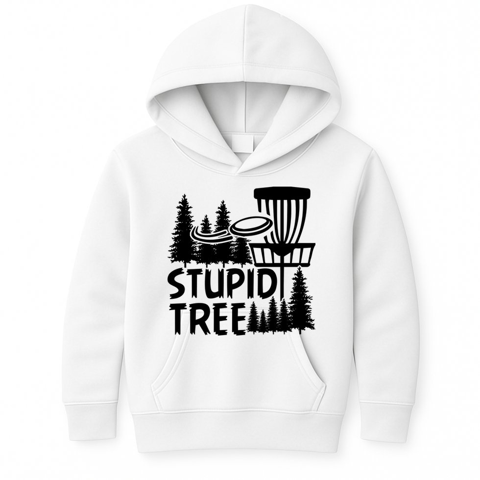 Funny Disc Golf Stupid Tree Distressed Frisbee Golf Kids Hoodie