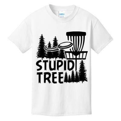 Funny Disc Golf Stupid Tree Distressed Frisbee Golf Kids T-Shirt