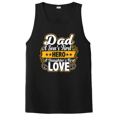 Fathers Day Greatest Best Dad A Sons First Hero Cute Gift PosiCharge Competitor Tank