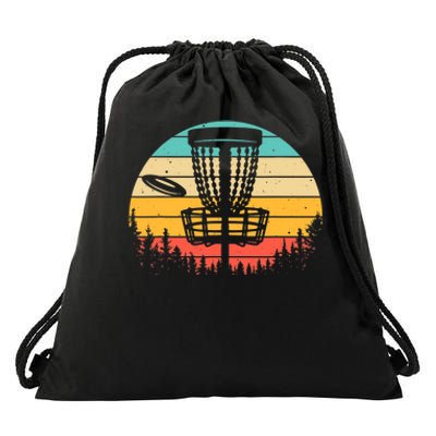 Funny Disc Golf Art For Vintage Disc Golfer Lovers Drawstring Bag